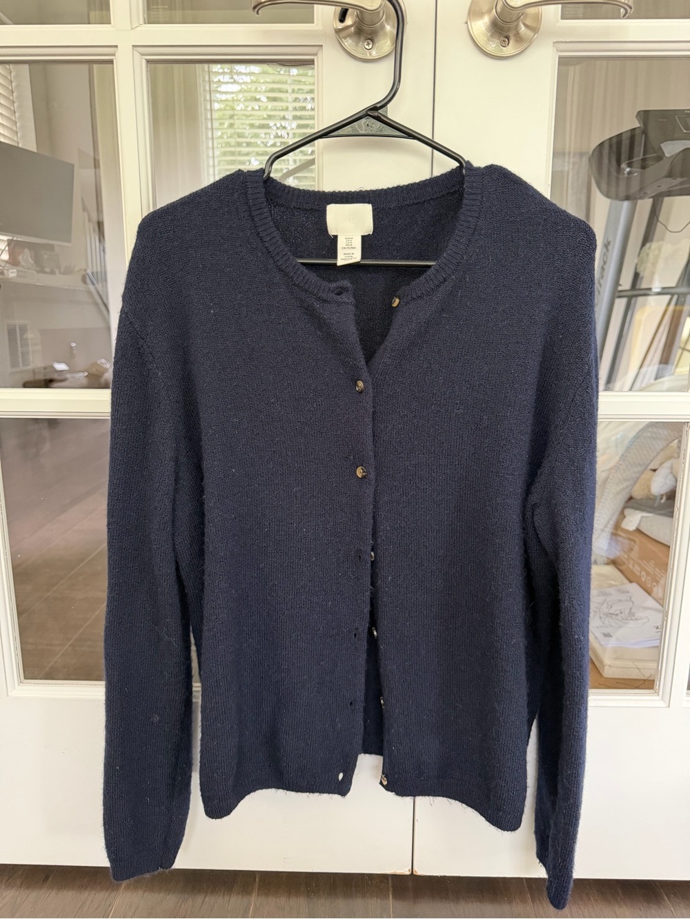 H&M Navy Round-Neck Button-Front Cardigan
